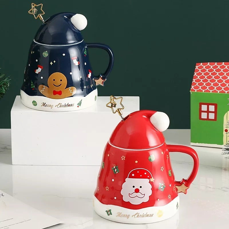 Taza De Navidad, Mug Decorativa Forma Gorro Pascuero +mezcla