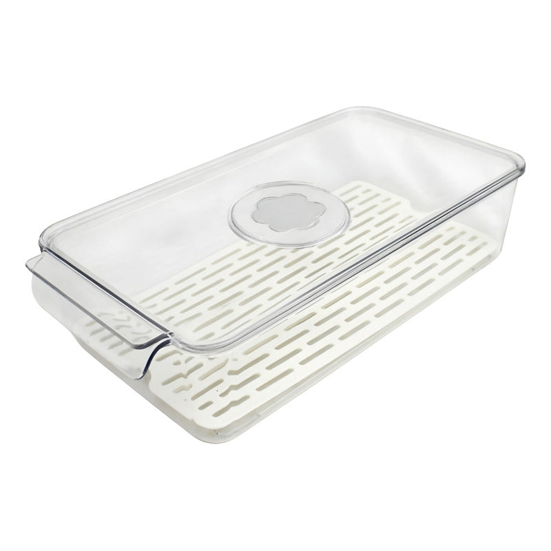 Organizador Refrigerador Contenedor Acrílico Con Tapa 16cm