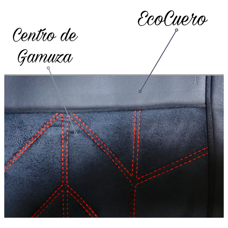 Set Cubre Asiento Momo 10pcs Eco Cuero Y Gamuza Premiun Auto