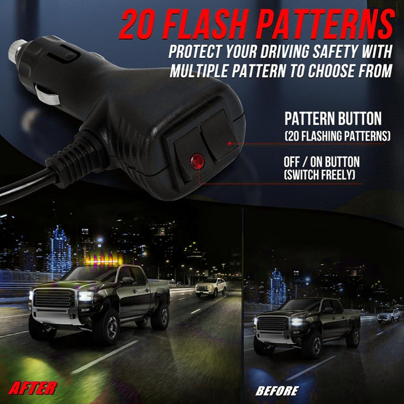 Baliza Led De Techo Destellante Ámbar 80cm Auto 12v Con Imán
