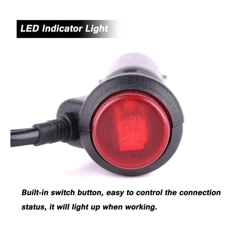Cable Adaptador Cenicero Con Botón 12v-24v + Fusible 20a