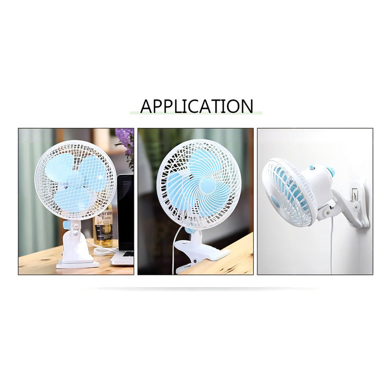 Mini Ventilador C/ Clip Breeze Fan 180mm Eléctrico Giratorio Cantidad De Aspas 3 Color De La Estructura Blanco Color De Las Aspas Turquesa Diámetro 18 Cm Frecuencia 50 Material De Las Aspas Plástico