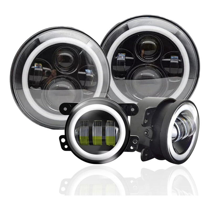 Kit Foco Jepp 7'' Ojo De Ángel + Foco Antiniebla 4'' Wrangle