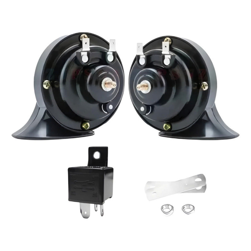 Kit Bocina Caracol Doble Auto Camioneta Moto 12v /r&c