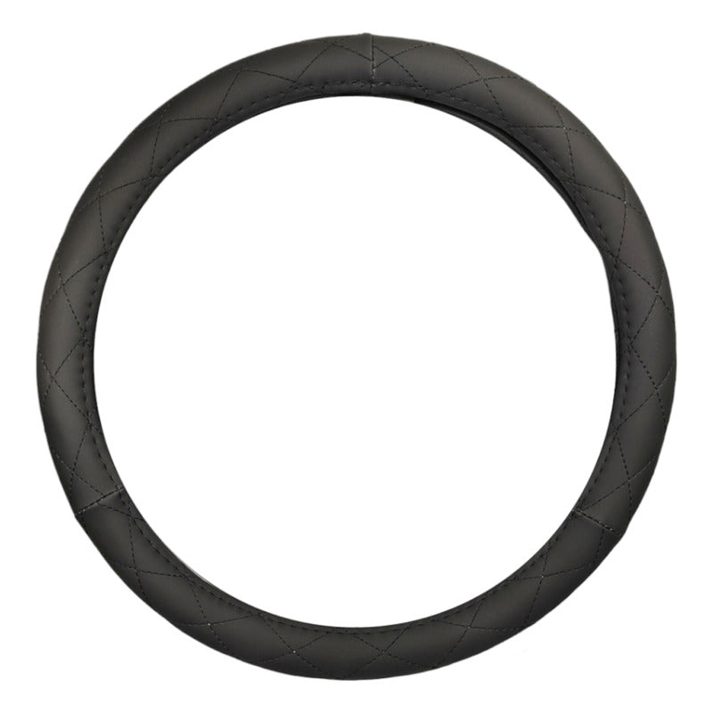 Funda Cubre Volante 38cm Ecocuero Hilo Negro Auto 024