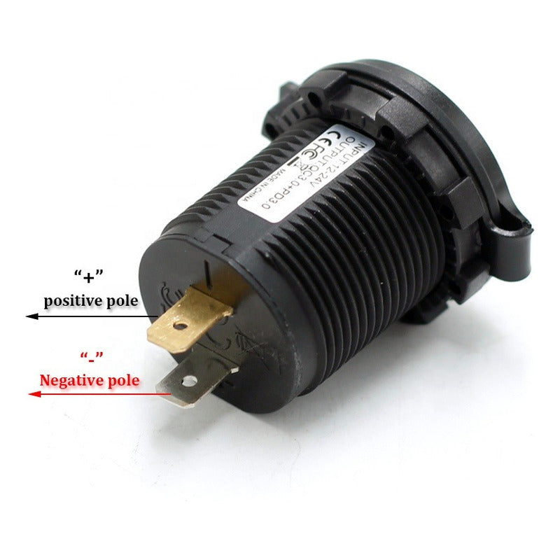 Adaptador Doble Usb 18w Type C 30w Carga Rapida Luz 12-24v