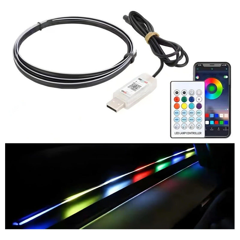 Hilo Led Tablero Luz Rgb Arcoiris Usb +bluetooth Control