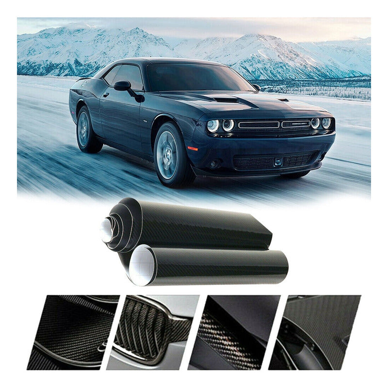 Rollo Vinilo Fibra De Carbono 4d Adhesivo 60x100cm Brillante