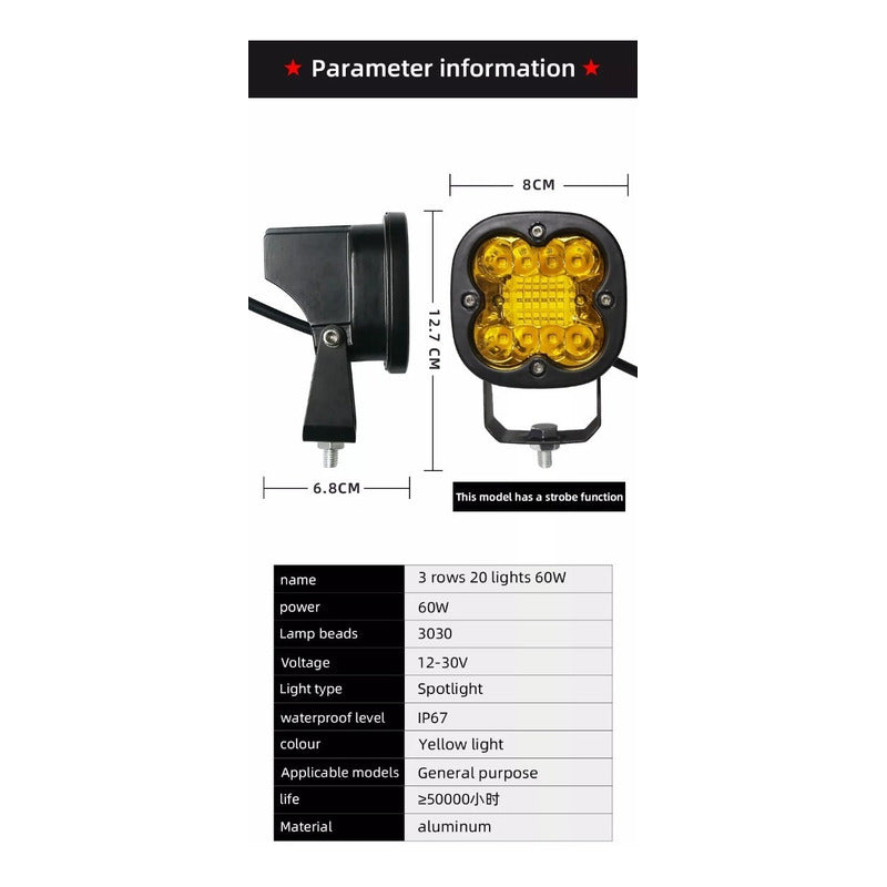 Neblinero Led Destellante 12v-24v Foco Auxiliar Estrobo /ryc