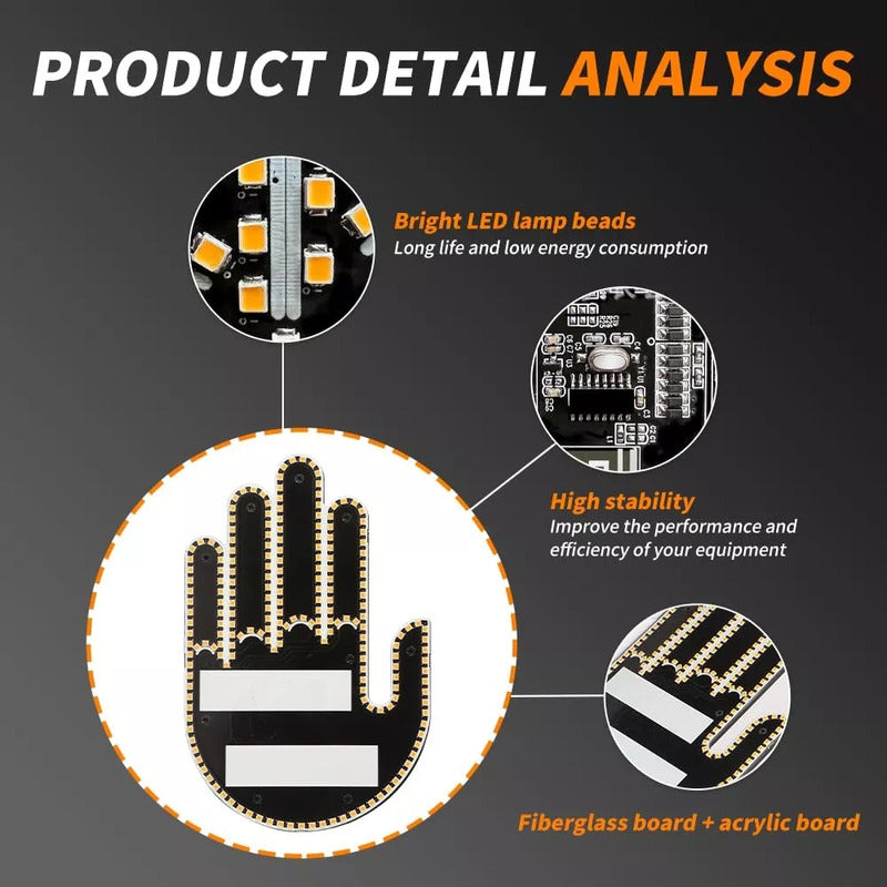 Mano Led Señal Parabrisa Auto, Luz Led De Gestos Con Control