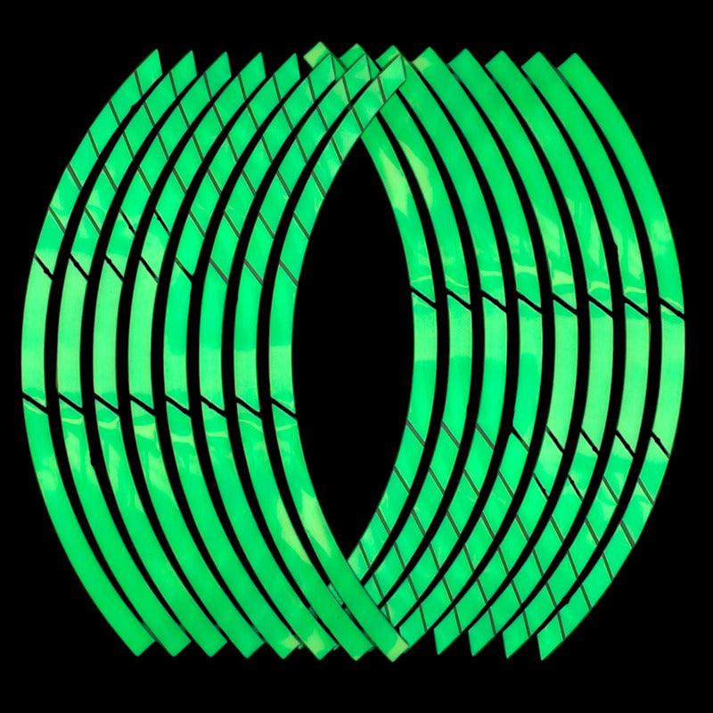 Set Sticker Reflectante Para Llanta 16 Tiras Fluor Auto Moto
