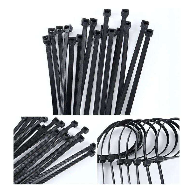 X100pcs Amarras Plásticas 4.8x300mm Multiuso Bridas Nylon Color Negro