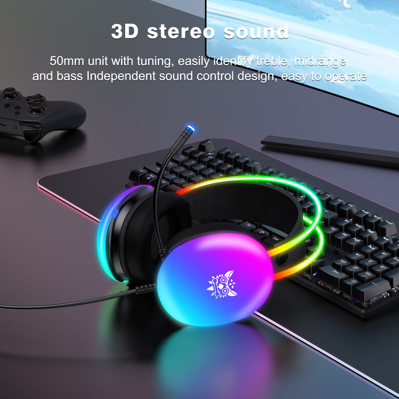 Audífonos Gamer Onikuma X25 Rgb Microfono Comp. Pc Ps4 Ps5