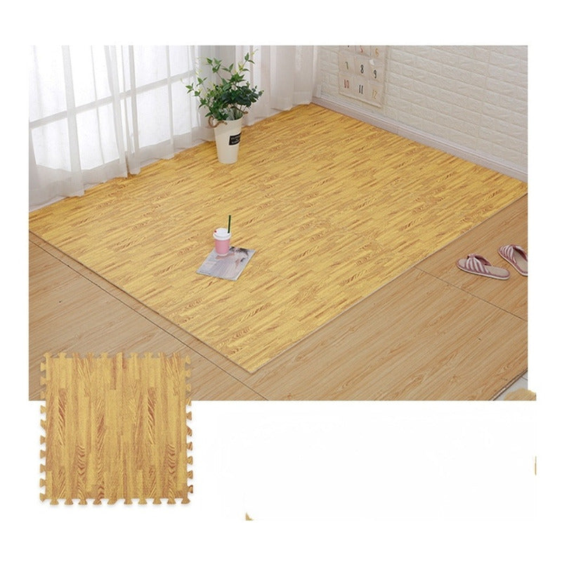 X4 Piso Goma Eva Puzzle Alfombra Madera 60x60x1cm Antigolpe