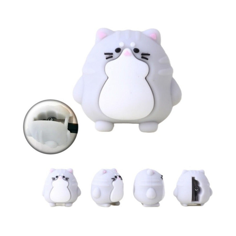 Pack Sacapuntas + Pegamento En Barra De Gato Kawaii Cat Cute