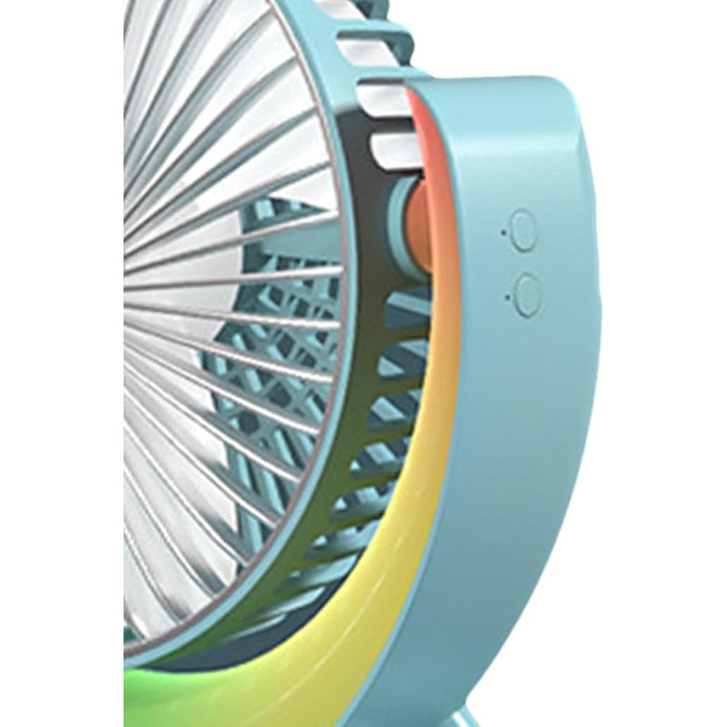Ventilador De Mesa Recargable Usb 2 En 1 Con Lámpara Luz Led