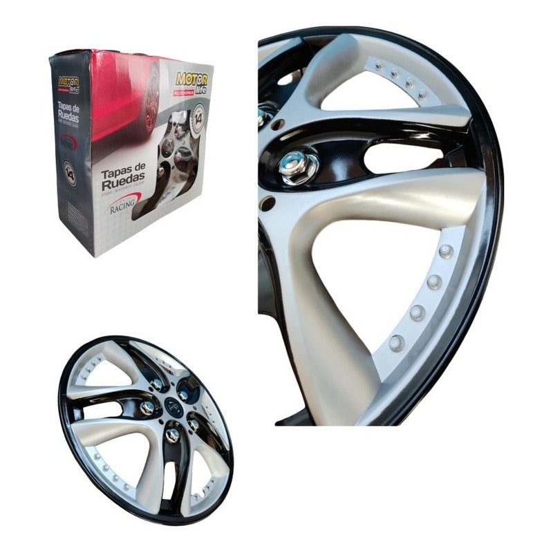 Set Tapa Rueda Aro 14 Serie Racing X4 Tapas /r&c