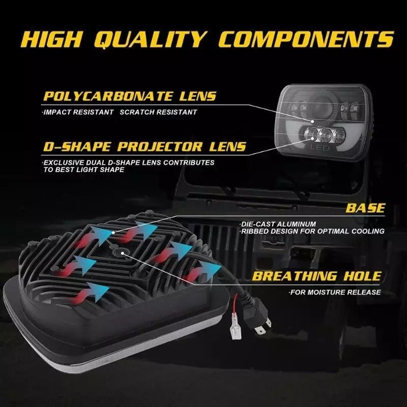 Foco Led Óptico 7x6 Intermitente 5x7 Embutido X2 Par Ah/r&c