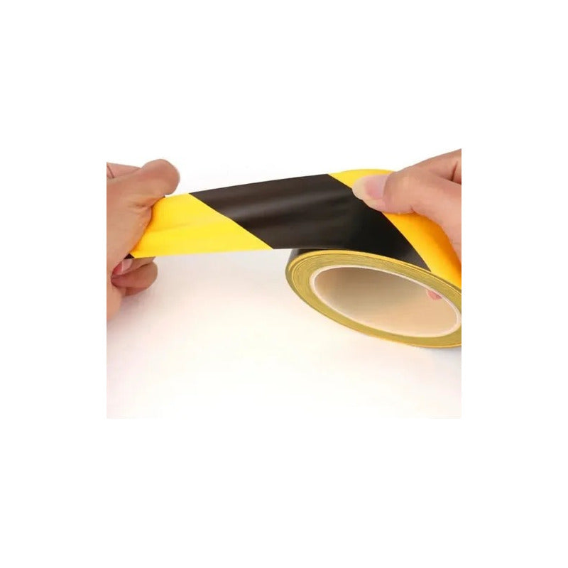 Cinta Señalización 5cmx33mt Negro Amarillo Demarca Seguridad