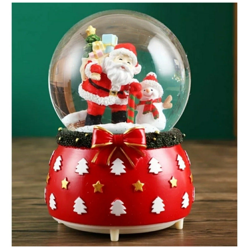 Bola De Nieve Esfera De Cristal Navidad Luz Y Música Decora