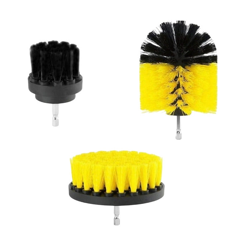 Kit Lavado De Auto 4 Cepillos Cn Broca Para Taladro Limpieza