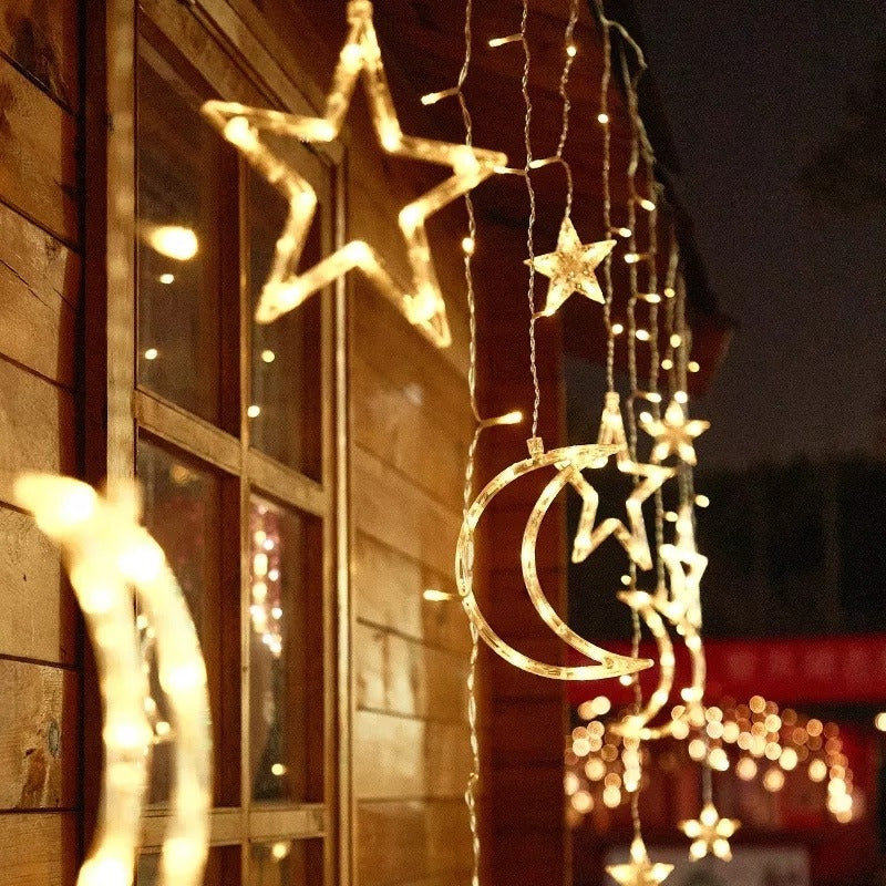 Guirnalda Led Lunas Estrellas Luz Cálida Navidad Decoración