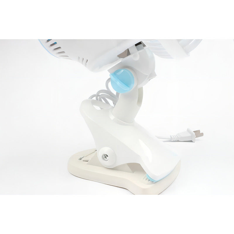 Mini Ventilador C/ Clip Breeze Fan 180mm Eléctrico Giratorio Cantidad De Aspas 3 Color De La Estructura Blanco Color De Las Aspas Turquesa Diámetro 18 Cm Frecuencia 50 Material De Las Aspas Plástico