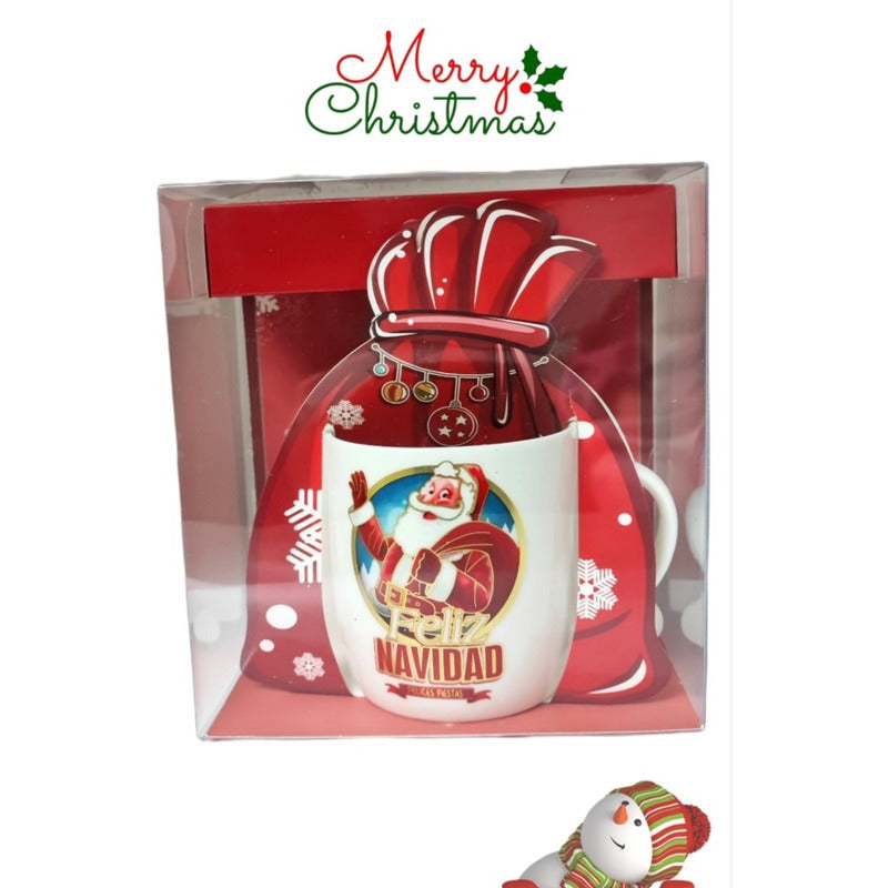 Taza De Navidad Con Tapa Santa Claus Tazón Navideño Cartoon