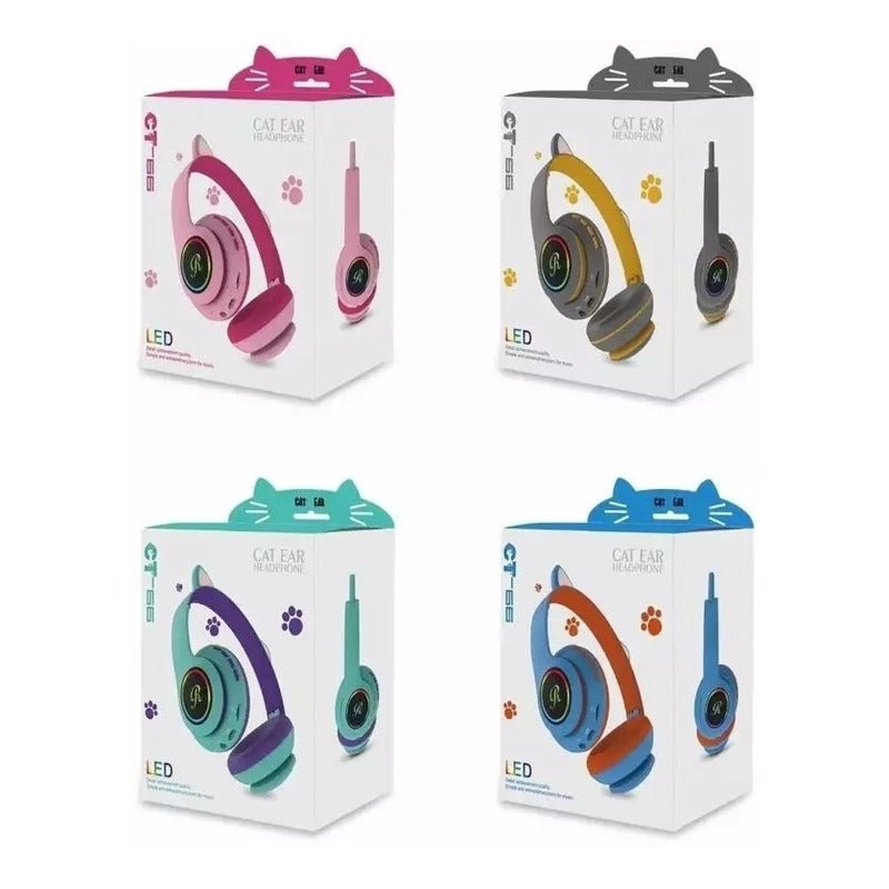 Audífono Bluetooth Con Orejas De Gato Luces Inalámbrico/ryc
