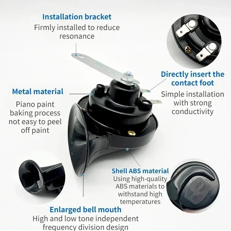 Kit Bocina Caracol Doble Auto Camioneta Moto 12v /r&c