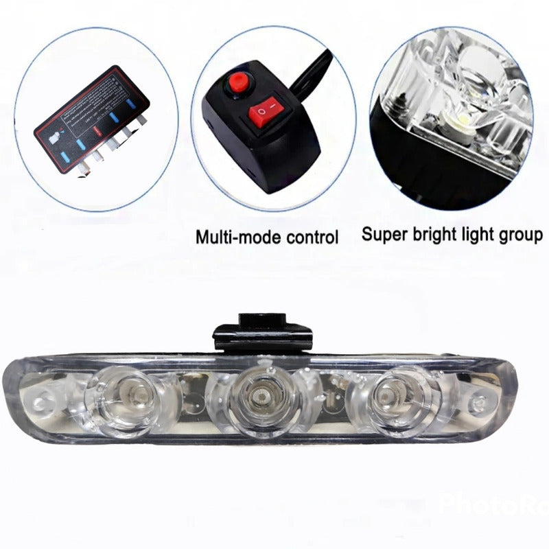 Set Baliza De Parachoque 24led Estrobo Multifunción+ Control