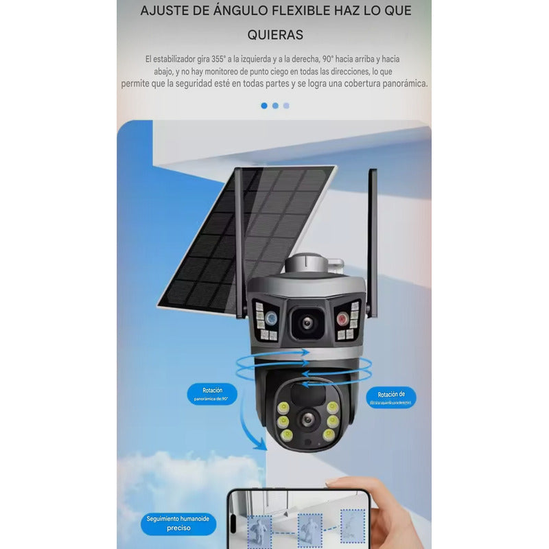 Cámara De Seguridad Inteligente Carga Solar Cn Wifi App 12mp