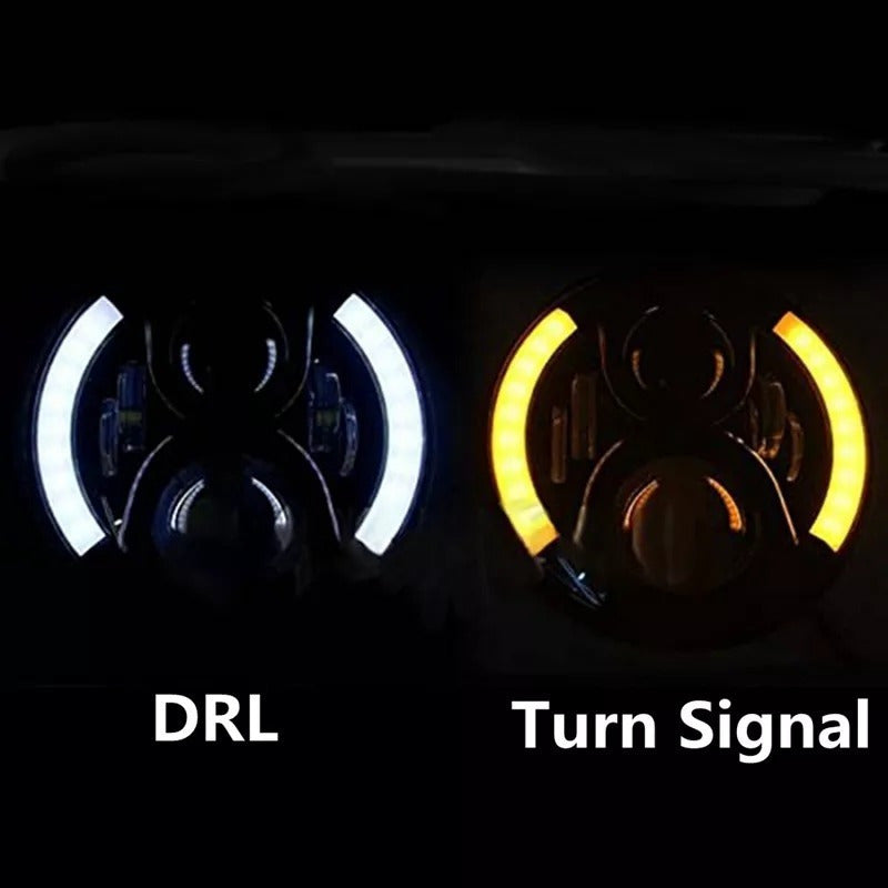 X2 Foco Jeep 7 Pulgadas Ojo De Angel Bicolor Lateral Led R&c