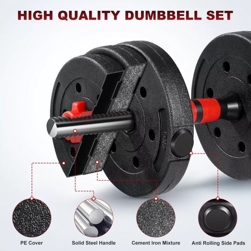 Kit Mancuerna Pvc Ajustable Set Barra Extensión 20kg /ryc
