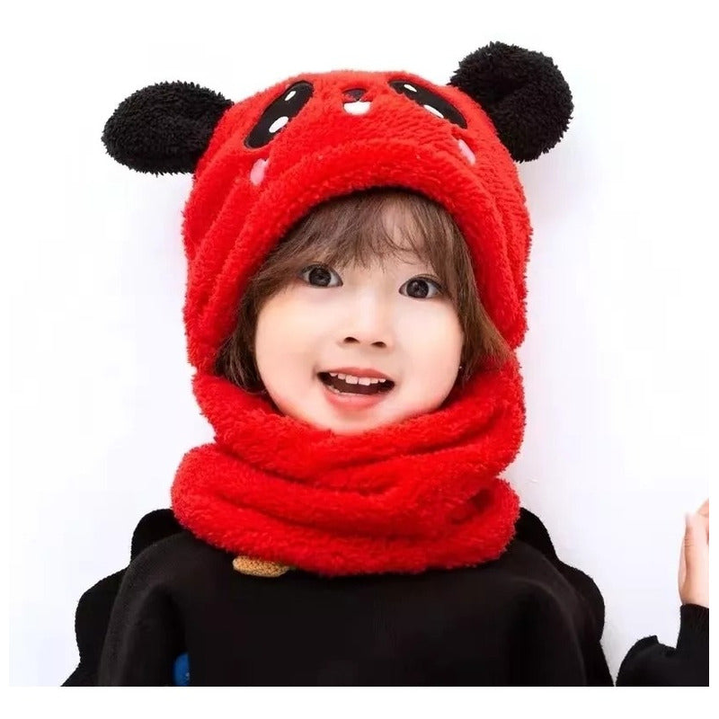 Gorro Con Cuello Para Bebé Niño/a Diseño Invierno Calientito
