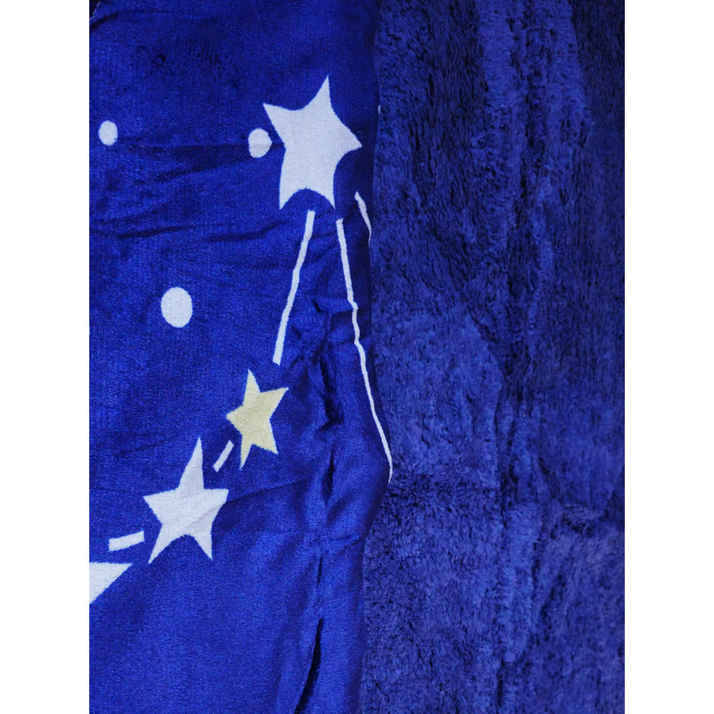 Plumón Cobertor Cubrecama Plush Chiporro Funda 2p Diseños Azul Mod11 Estrellas