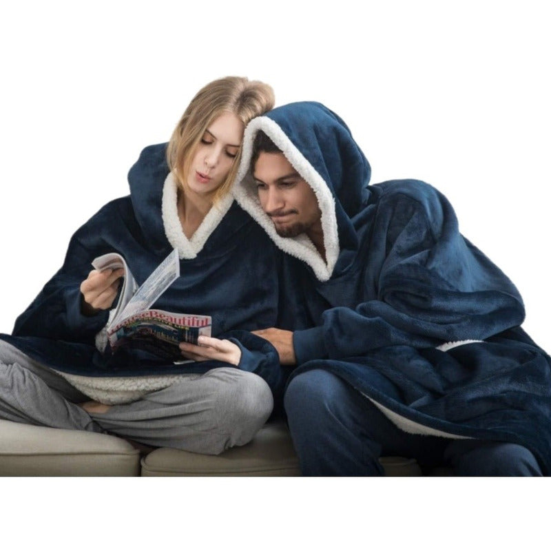 Polerón Con Capucha Sudadera Manta Sherpa Invierno Huggle/r&