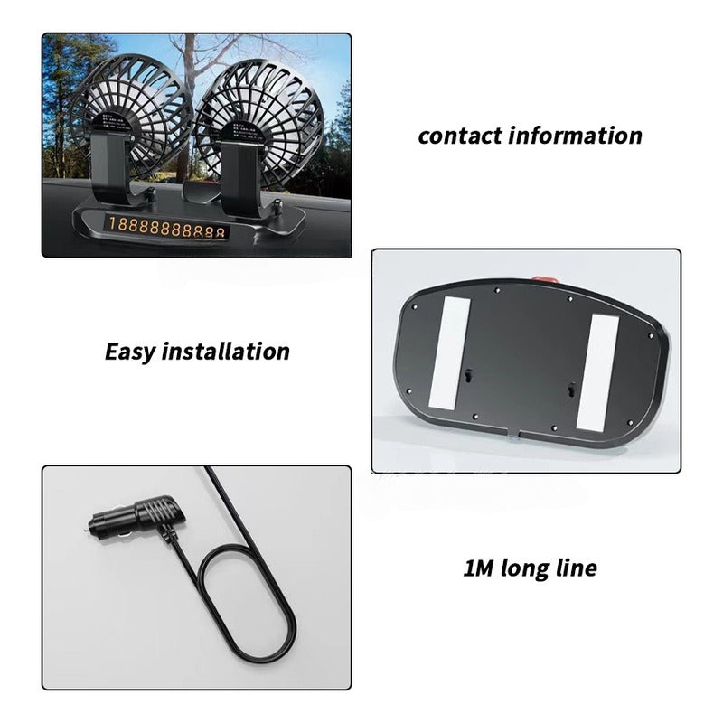 Ventilador Doble Para Auto 360° Conexión 12v Encendedor/ Ryc