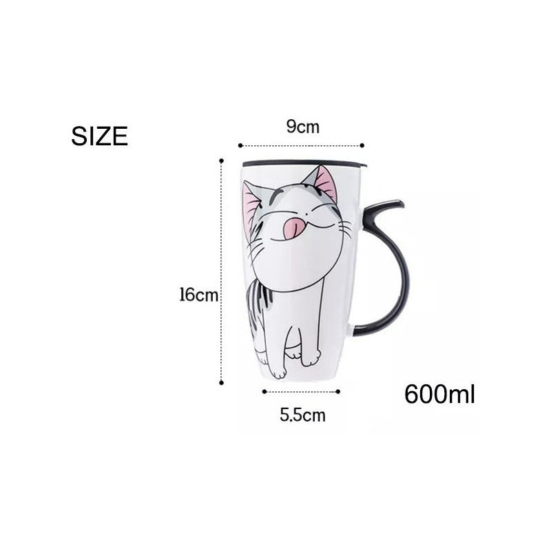 Taza De Gato Mug Con Tapa Con Boquilla Tazón Gato Chi/ Ryc