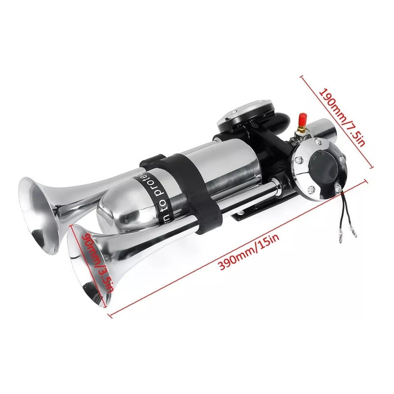 Bocina De Aire Blazer Eléctrica Doble Trompeta 12-24v Potent
