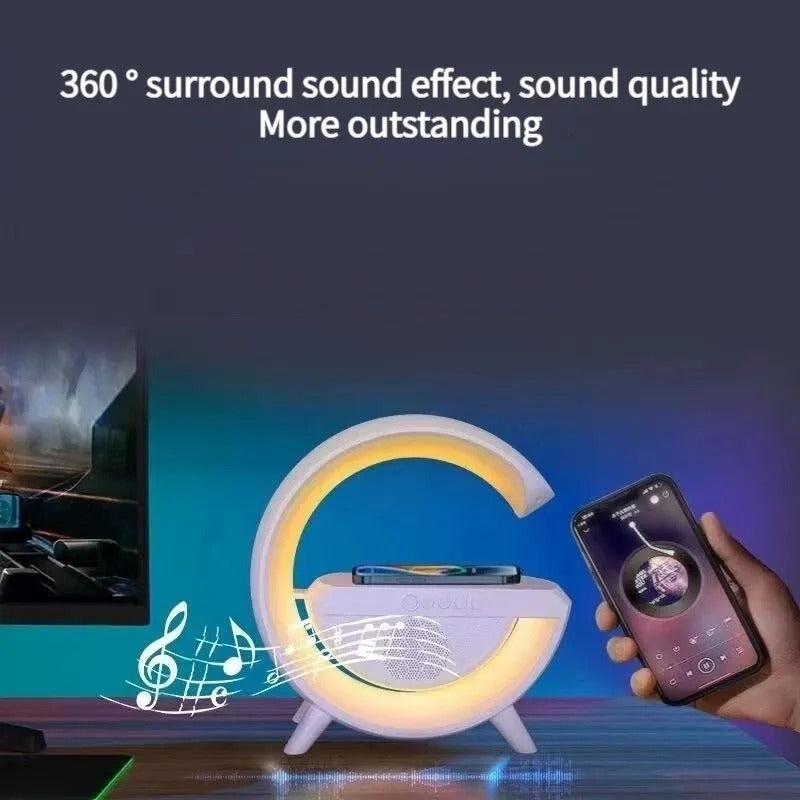 Parlante Bluetooth Cn Cargador Inalámbrico + Lámpara Led Rgb