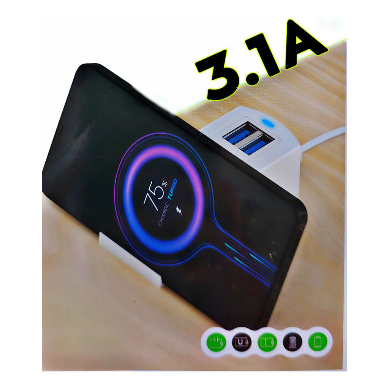 Hub Usb Alargador Enchufe 220v 4 Puertos Usb 1 Tipo C 3.1a