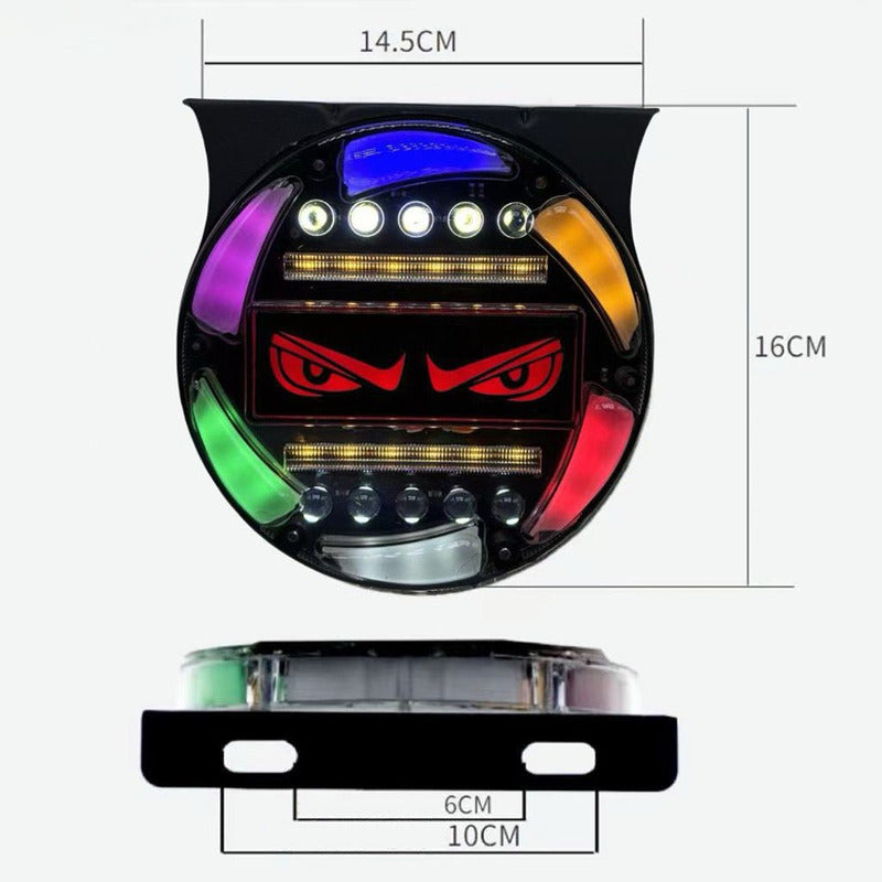 X2 Focos Led Rgb Cn Ojos Multifunción Devil Eyes Freno12/24v
