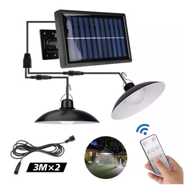 X2 Lámpara Led Solar, Plafón Colgante Luz Led Recarga Solar