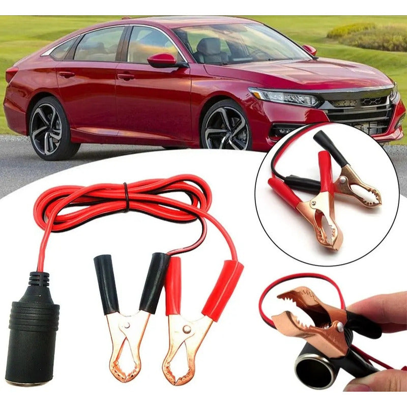 Adaptador Pinza De Batería Con Cable 1.5mt A Encendedor 12v