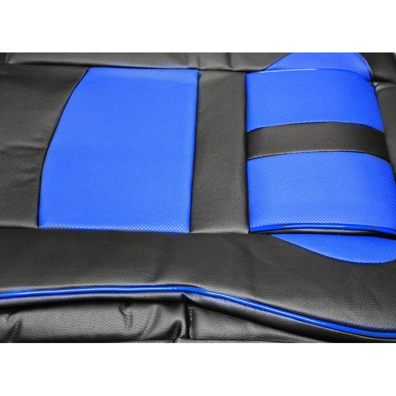 Set 11pcs Funda Cubre Asiento 100% Eco Cuero Bolsillo N/azul
