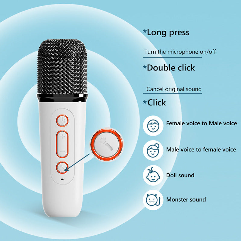 Mini Karaoke Parlante Bt Con Luz + Micrófono Inalámbrico Ryc