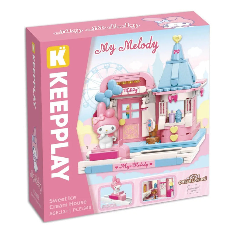 Set Bloque De Construcción Keepplay Sanrio 366 Pieza Kawaii 366 My Melody Ice Cream House