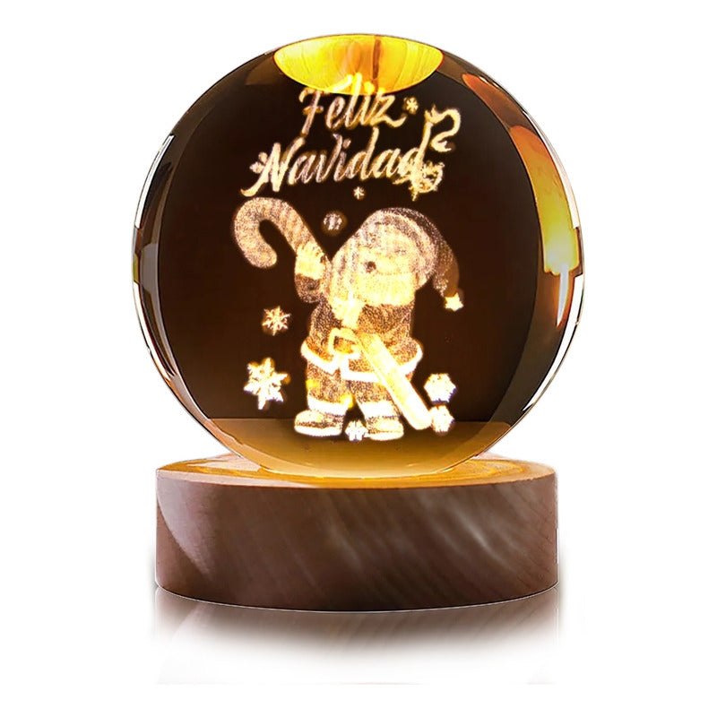 Esfera De Cristal Lámpara Noche Diseño Navidad 3d Bola 6cm