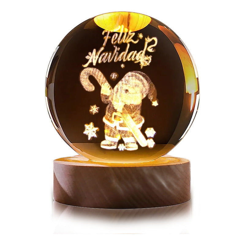 Esfera De Cristal Lámpara Noche Diseño Navidad 3d Bola 8cm